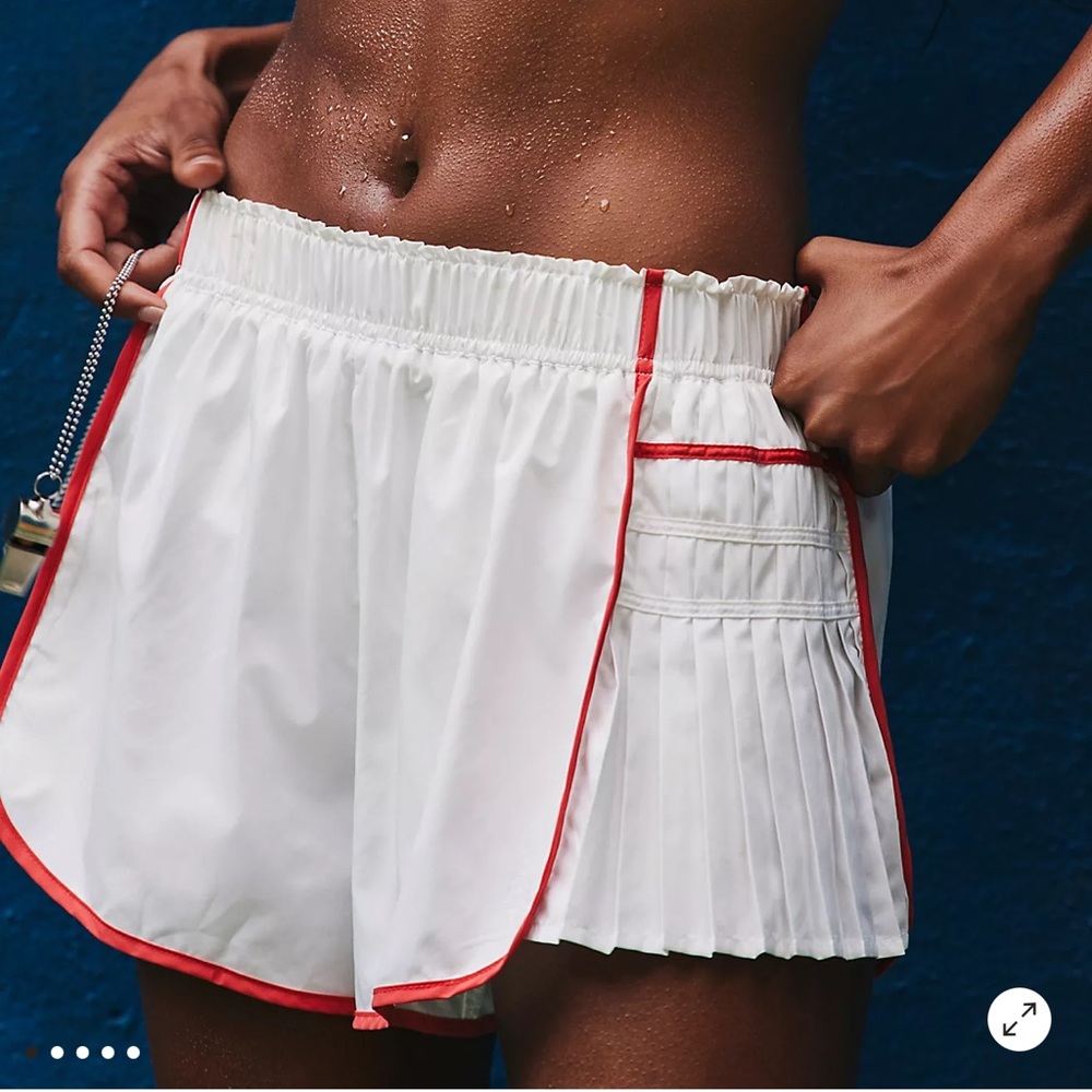 FP Movement White Easy Tiger Shorts with Red Trim